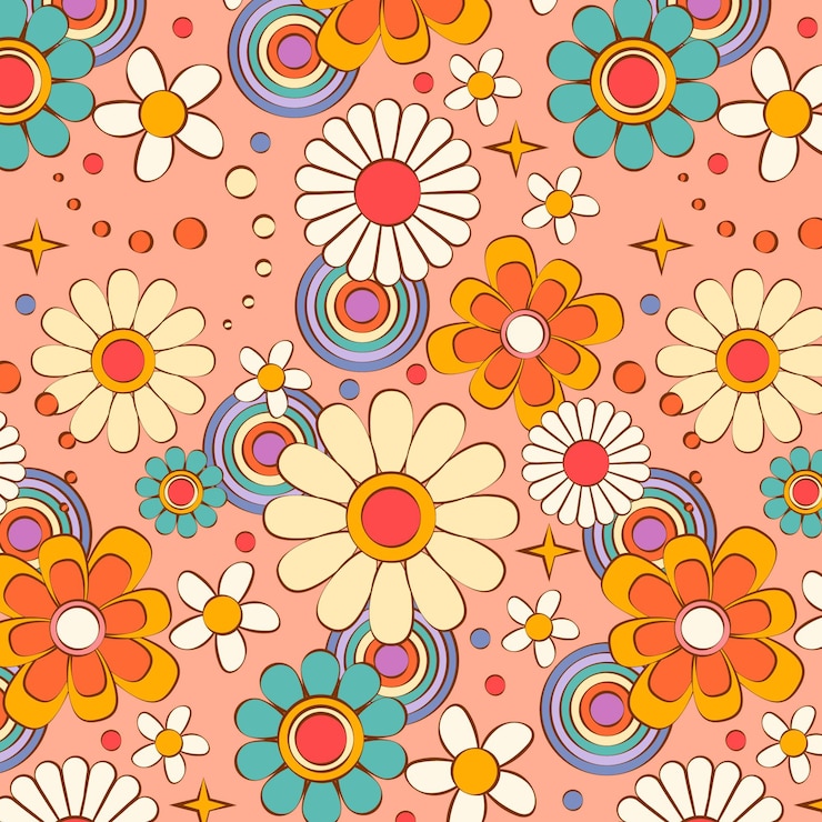Gratis Vector met de hand getekend groovy psychedelisch patroon