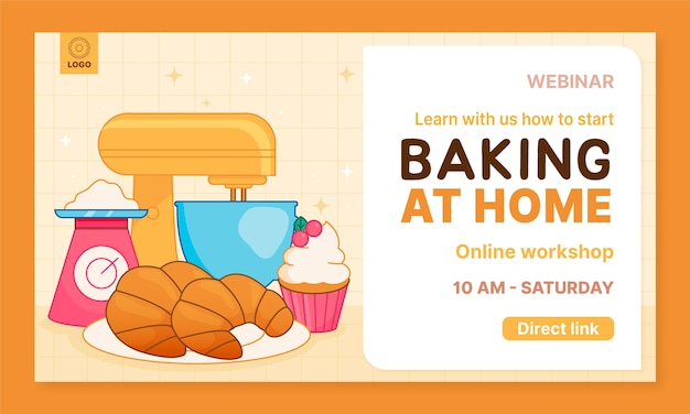 Gratis vector met de hand getekend heerlijk bakkerijvoedselwebinar