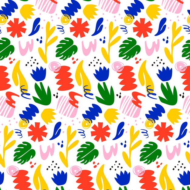 Met de hand getekend kleurrijk matisse patroon ontwerp