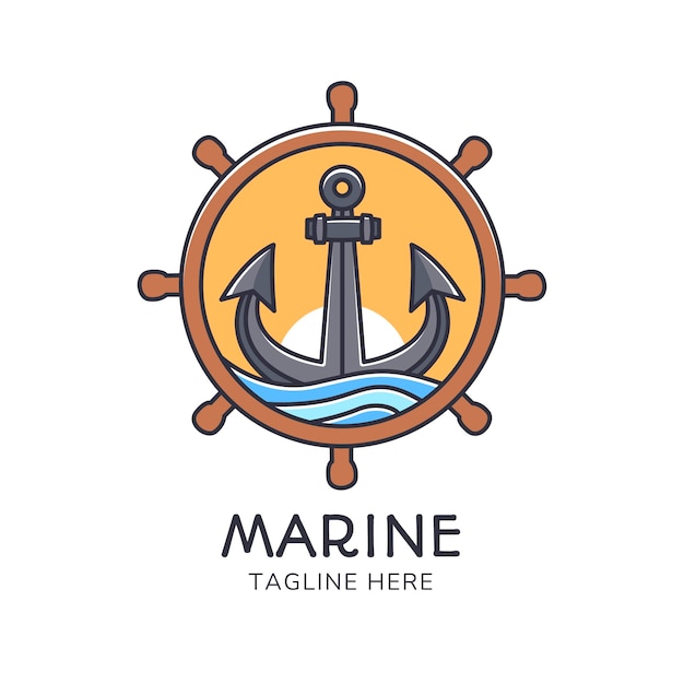 Gratis vector met de hand getekend maritiem logo