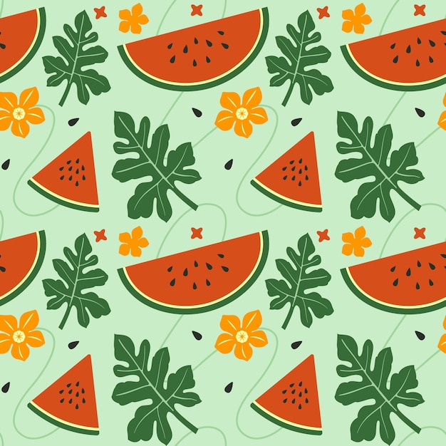 Gratis vector met de hand getekend plat fruit en bloemmotief