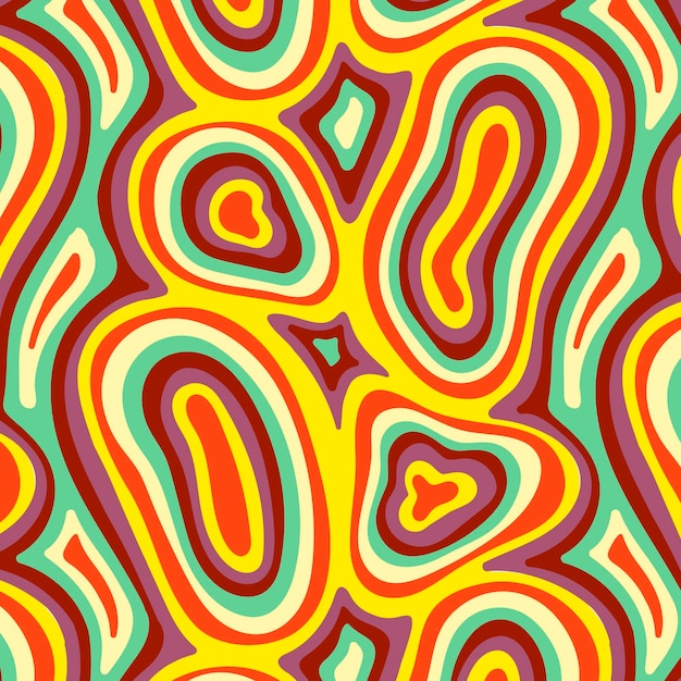 Met de hand getekend plat groovy psychedelisch patroonontwerp