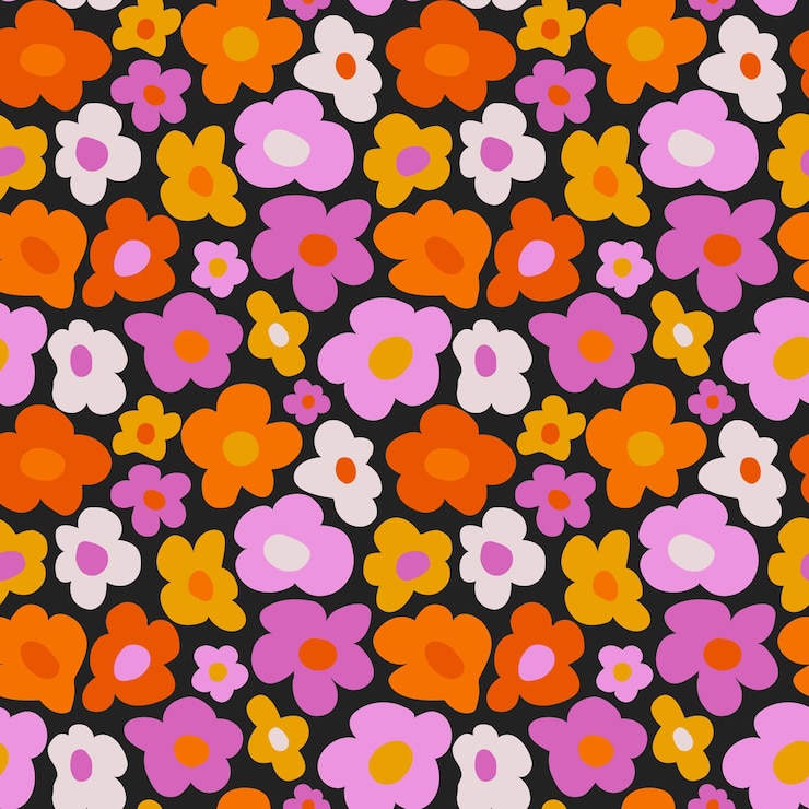 Gratis Vector met de hand getekend plat groovy psychedelisch patroonontwerp