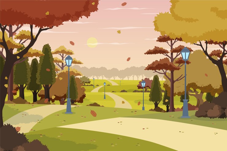 Gratis Vector met de hand getekend prachtig herfstlandschap