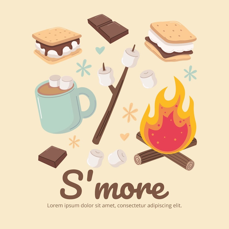 Gratis Vector met de hand getekend s'mores-dessert geïllustreerd