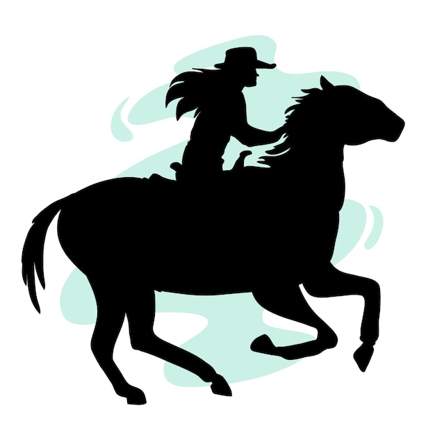 Met de hand getekend silhouet van een cowgirl