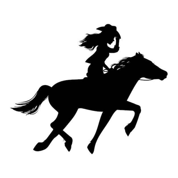 Met de hand getekend silhouet van een cowgirl