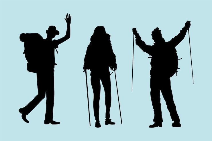 Gratis Vector met de hand getekend silhouet van een wandelaar