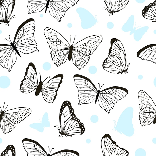 Gratis vector met de hand getekend vlinderpatroon