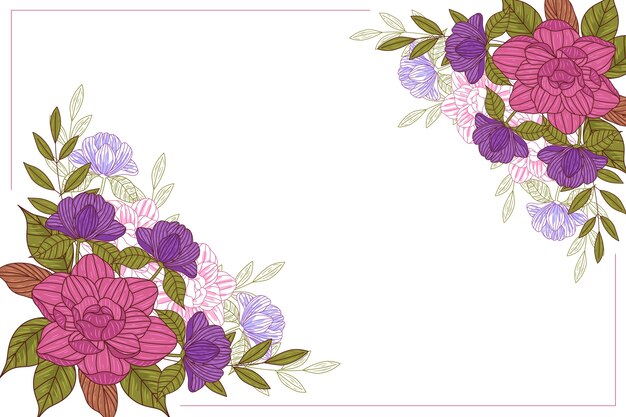 Met de hand getekende achtergrond met bloemen