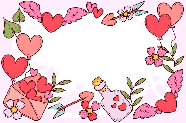 Gratis vector met de hand getekende achtergrond voor valentijnsdagviering