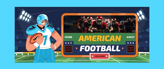 Met de hand getekende amerikaanse voetbalkampioenschap horizontale banner sjabloon