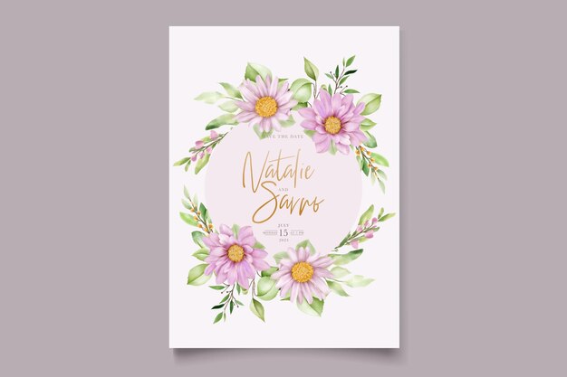 Gratis vector met de hand getekende aquarel madeliefje bloemen kaartenset