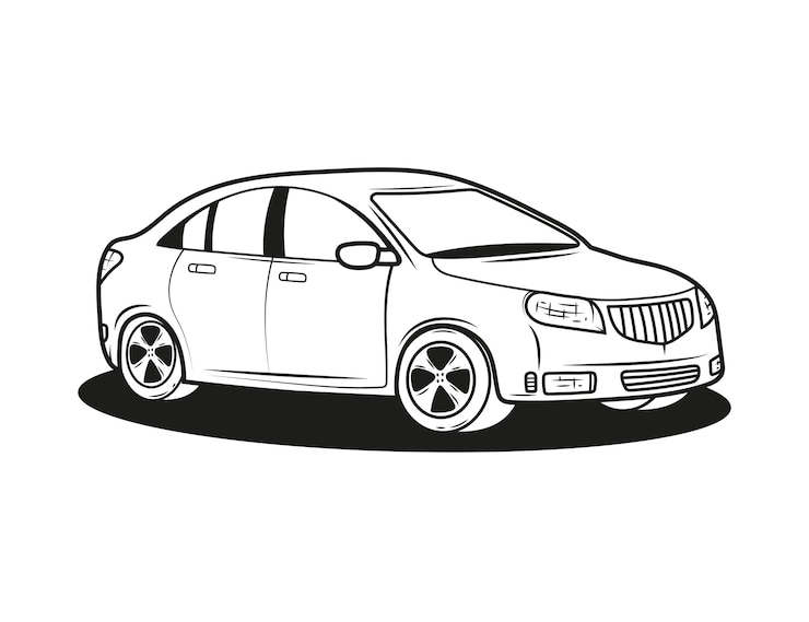 Gratis Vector met de hand getekende auto-illustratie