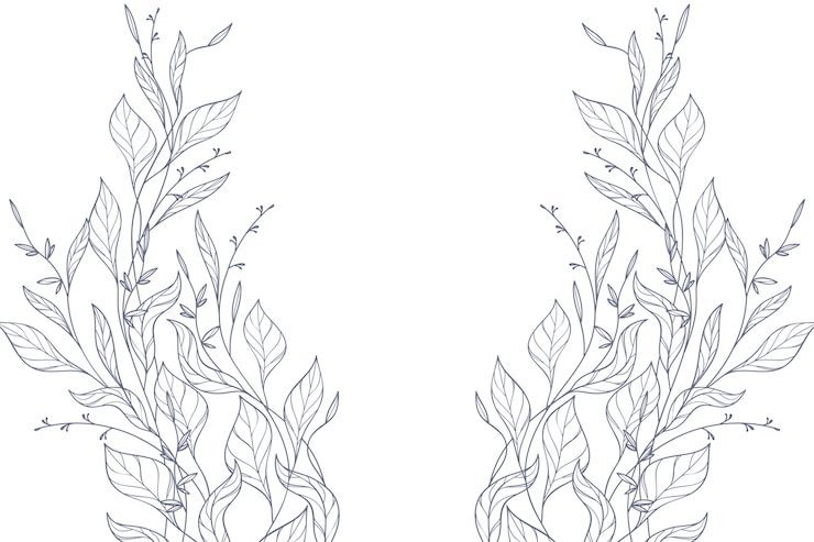 Gratis Vector met de hand getekende bloemencontour achtergrond