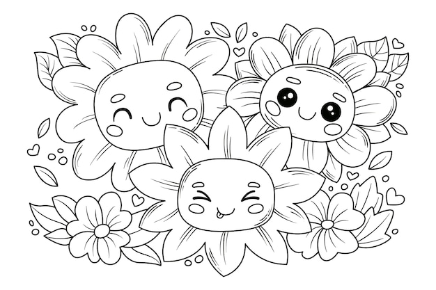Met de hand getekende bloemenillustratie