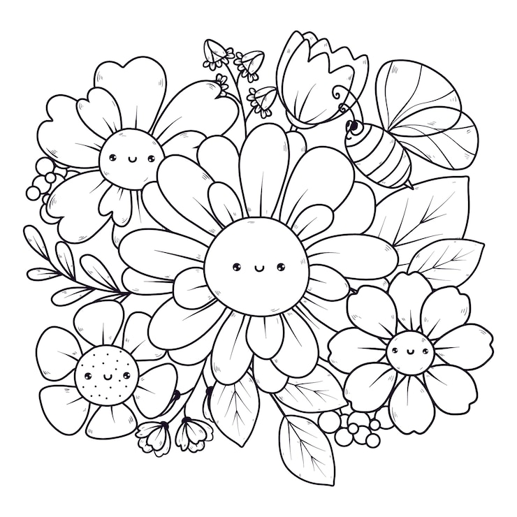Gratis Vector met de hand getekende bloemenillustratie.