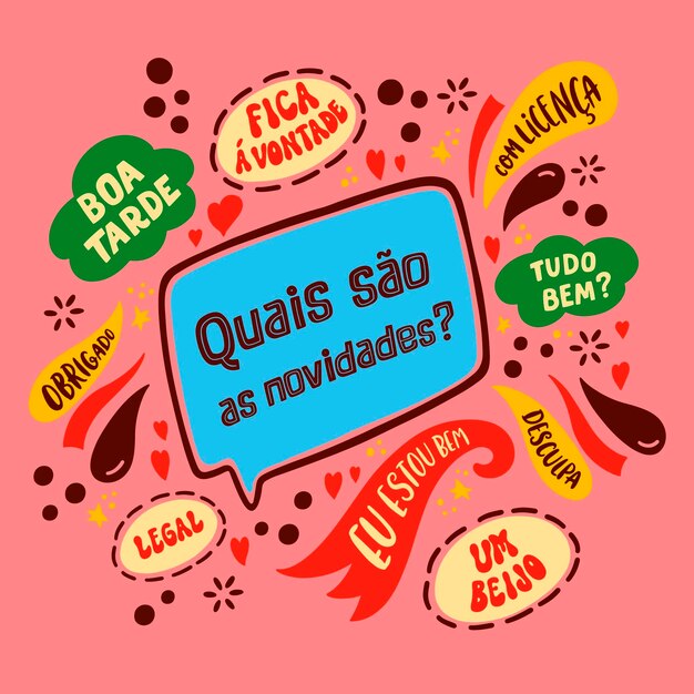 Met de hand getekende Braziliaanse Portugese tekstillustratie