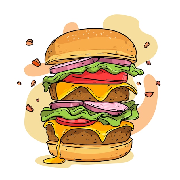 Met de hand getekende burger illustratie