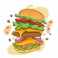 Gratis vector met de hand getekende burger illustratie