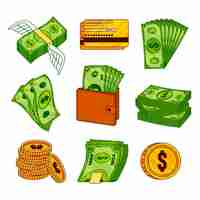 Gratis vector met de hand getekende cartoon geld illustratie