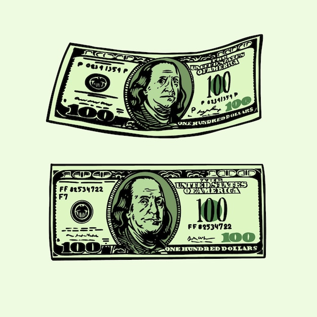 Gratis vector met de hand getekende cartoon geld illustratie