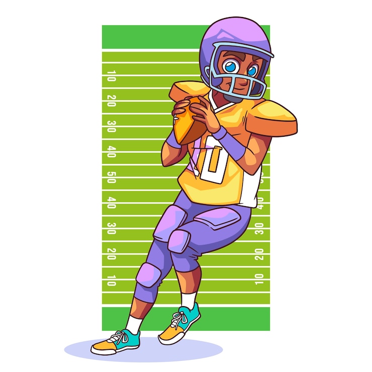 Gratis Vector met de hand getekende cartoon illustratie van american football