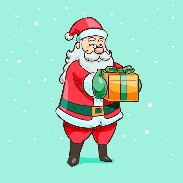 Gratis vector met de hand getekende cartoon santa claus illustratie