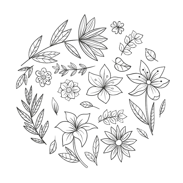 Met de hand getekende eenvoudige bloemenillustratie