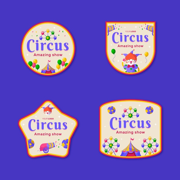 Gratis vector met de hand getekende etiketten voor circusvoorstellingen