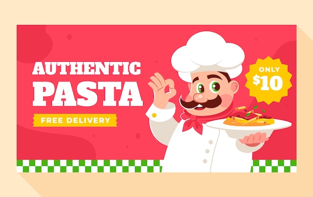 Gratis vector met de hand getekende facebook-posts van italiaanse restaurants