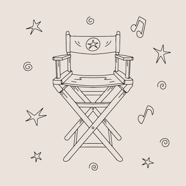 Gratis vector met de hand getekende filmtheater tekening illustratie