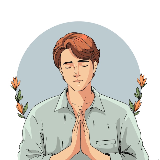 Gratis vector met de hand getekende gebedshanden cartoon illustratie