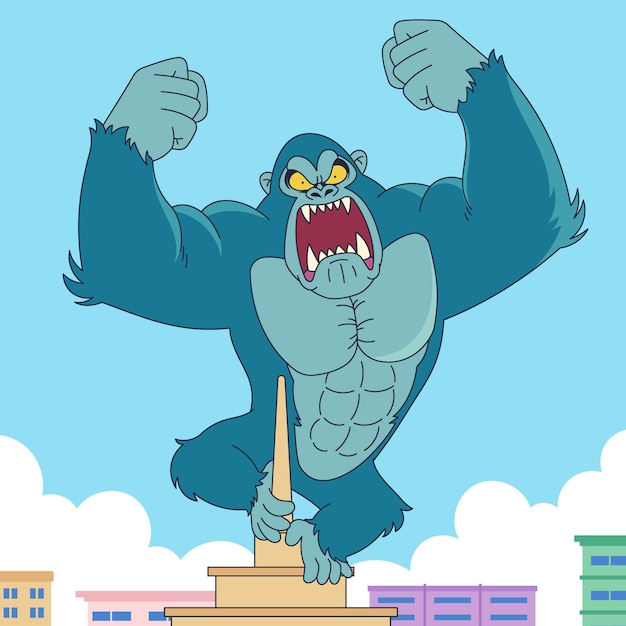 Gratis vector met de hand getekende gigantische gorilla-illustratie