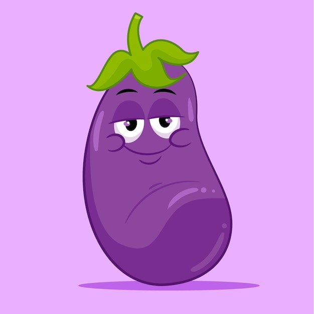 Met de hand getekende illustratie van een aubergine
