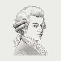 Gratis vector met de hand getekende illustratie van mozart