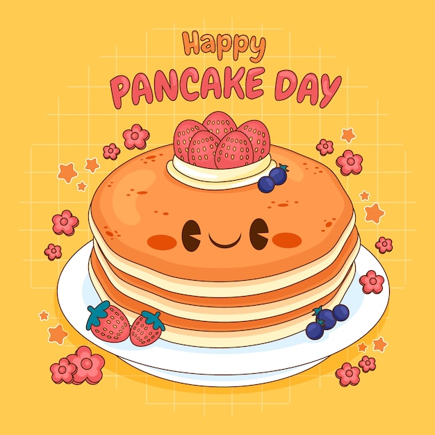 Gratis vector met de hand getekende illustratie voor pannenkoekdag