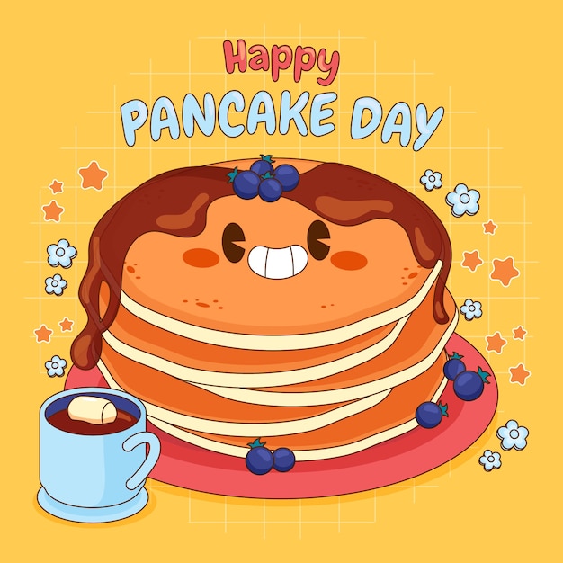 Gratis vector met de hand getekende illustratie voor pannenkoekdag