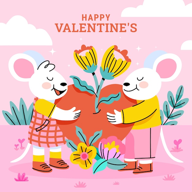 Gratis vector met de hand getekende illustratie voor valentijnsdagviering