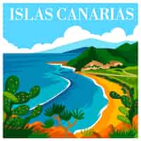 Gratis vector met de hand getekende islas canarias illustratie