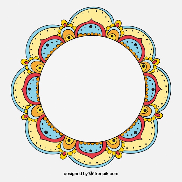 Met de hand getekende kleurrijke bloemen mandala