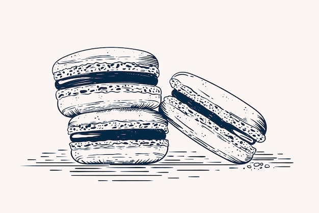 Met de hand getekende macaroon-illustratie