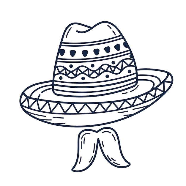 Gratis vector met de hand getekende mariachi hoed illustratie