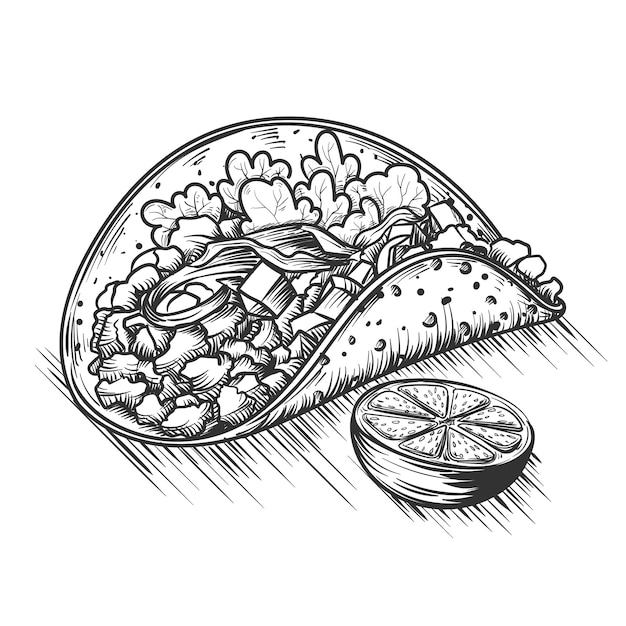 Gratis vector met de hand getekende mexicaanse voedsel tekening illustratie
