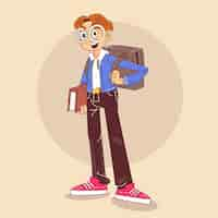 Gratis vector met de hand getekende nerd cartoon illustratie