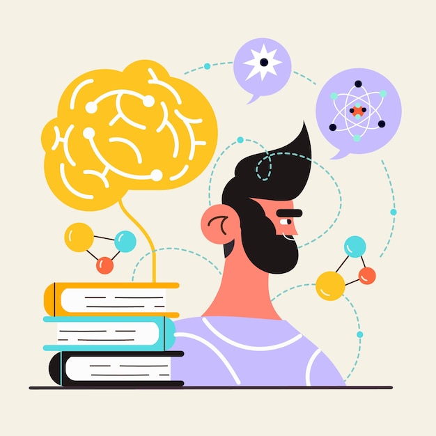 Gratis vector met de hand getekende neuro-educatie illustratie