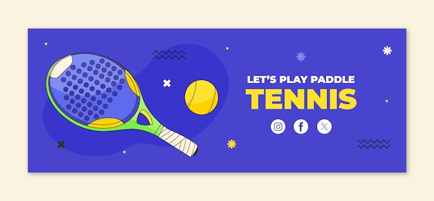 Met de hand getekende paddle tennis facebook cover