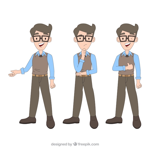 Gratis vector met de hand getekende pakje expressieve zakenman