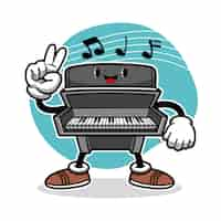 Gratis vector met de hand getekende piano tekening illustratie