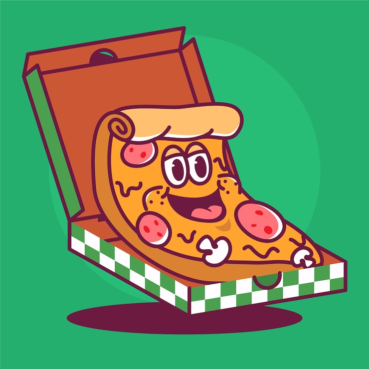 Gratis Vector met de hand getekende pizza cartoon illustratie